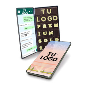 Lata con diseño de whatsapp en chocolate