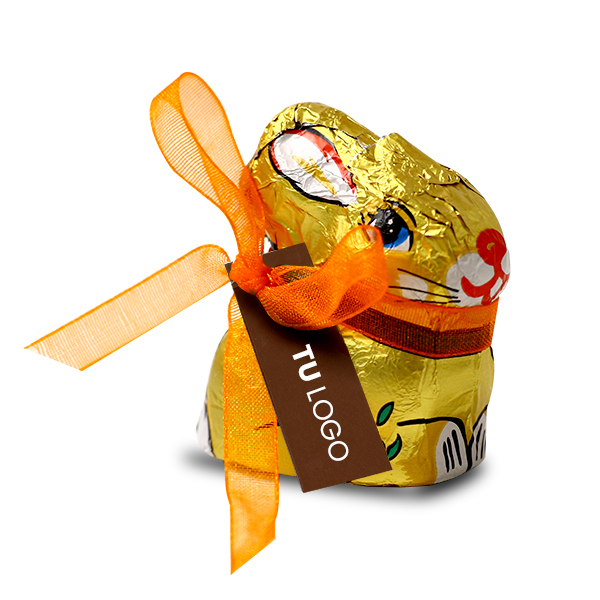 Conejo de chocolate con cartela